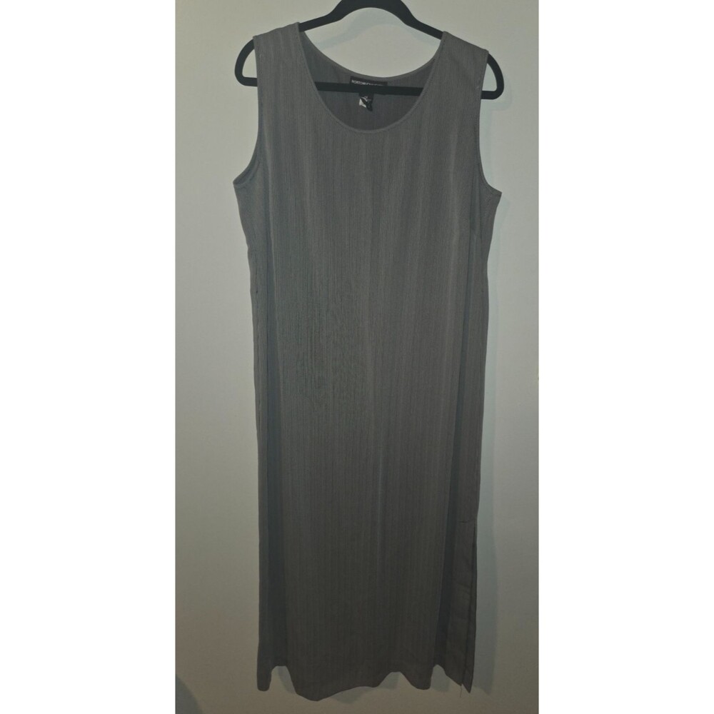 Norton McNaughton Womens Sz 1X Gray Striped Career Work Business Maxi Dress